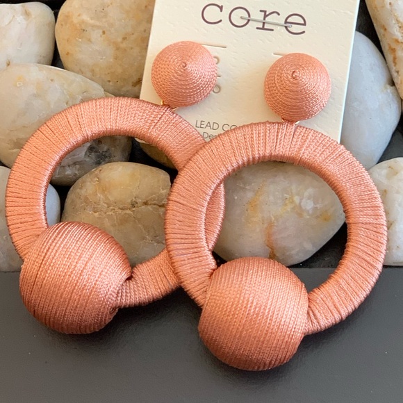 Coral threadball Wrapped Round Drop Earrings - Picture 3 of 5